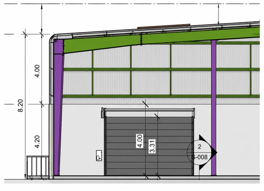 Technical architectural elevation drawing for Al Fayha Factory | Moduline Engineering Consultancy