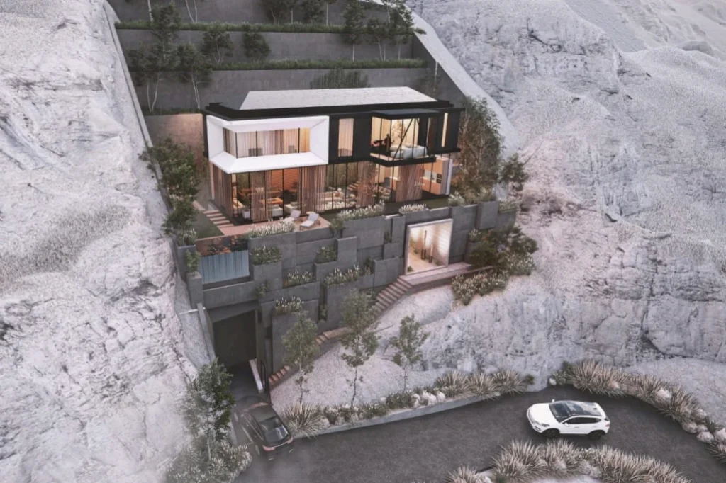 Front facade of residential villa in Lebanon — structural design by Moduline Engineering - Moduline Engineering Consultancy