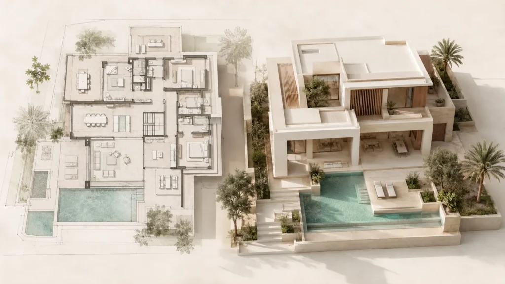 Villa concept design and space planning in Dubai - Moduline Engineering Consultancy