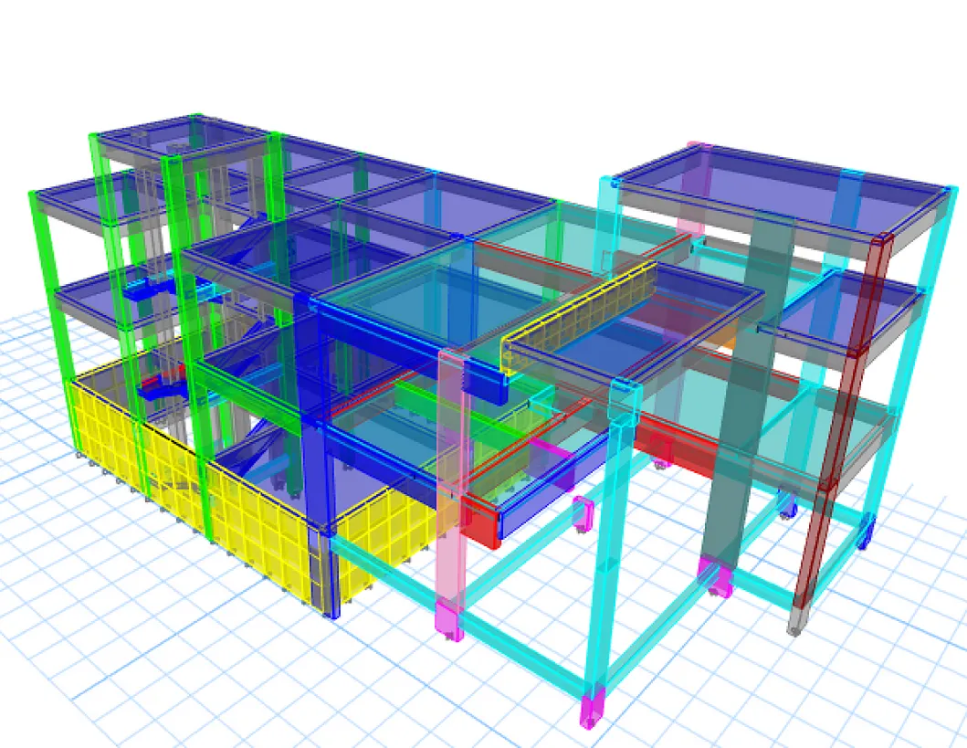 structural analysis 3d model front view - Moduline Engineering Consultancy